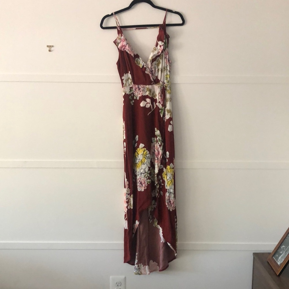 High low faux wrap dress size small